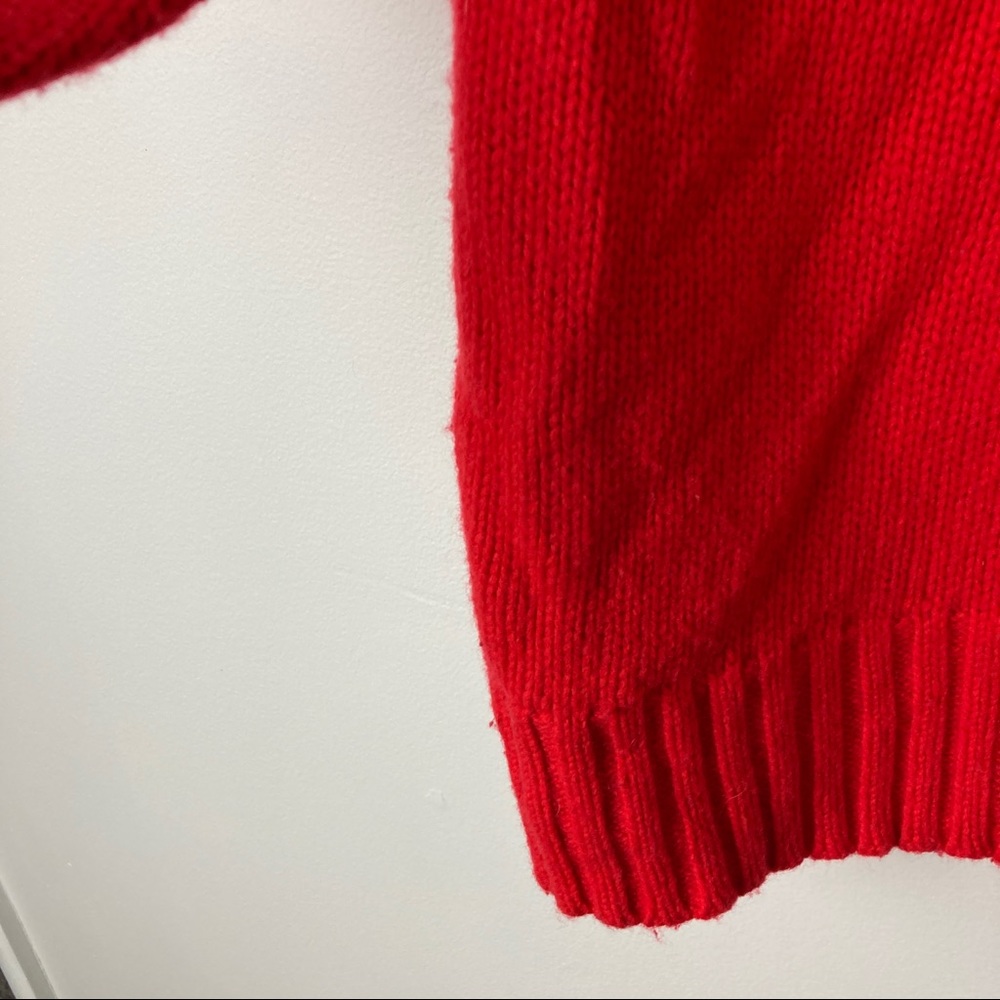 J. Crew Fair Isle Cerise Red Merino Wool Chunky Sweater - Picture 9 of 12